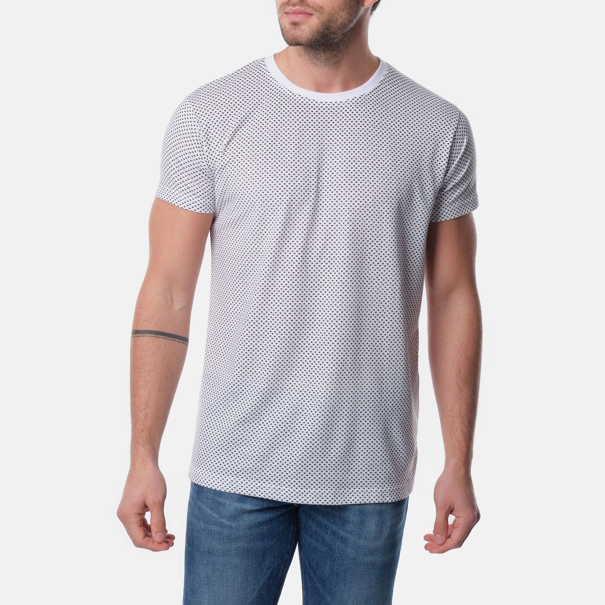 T-shirt uomo bianca con micro stampa a cuori
