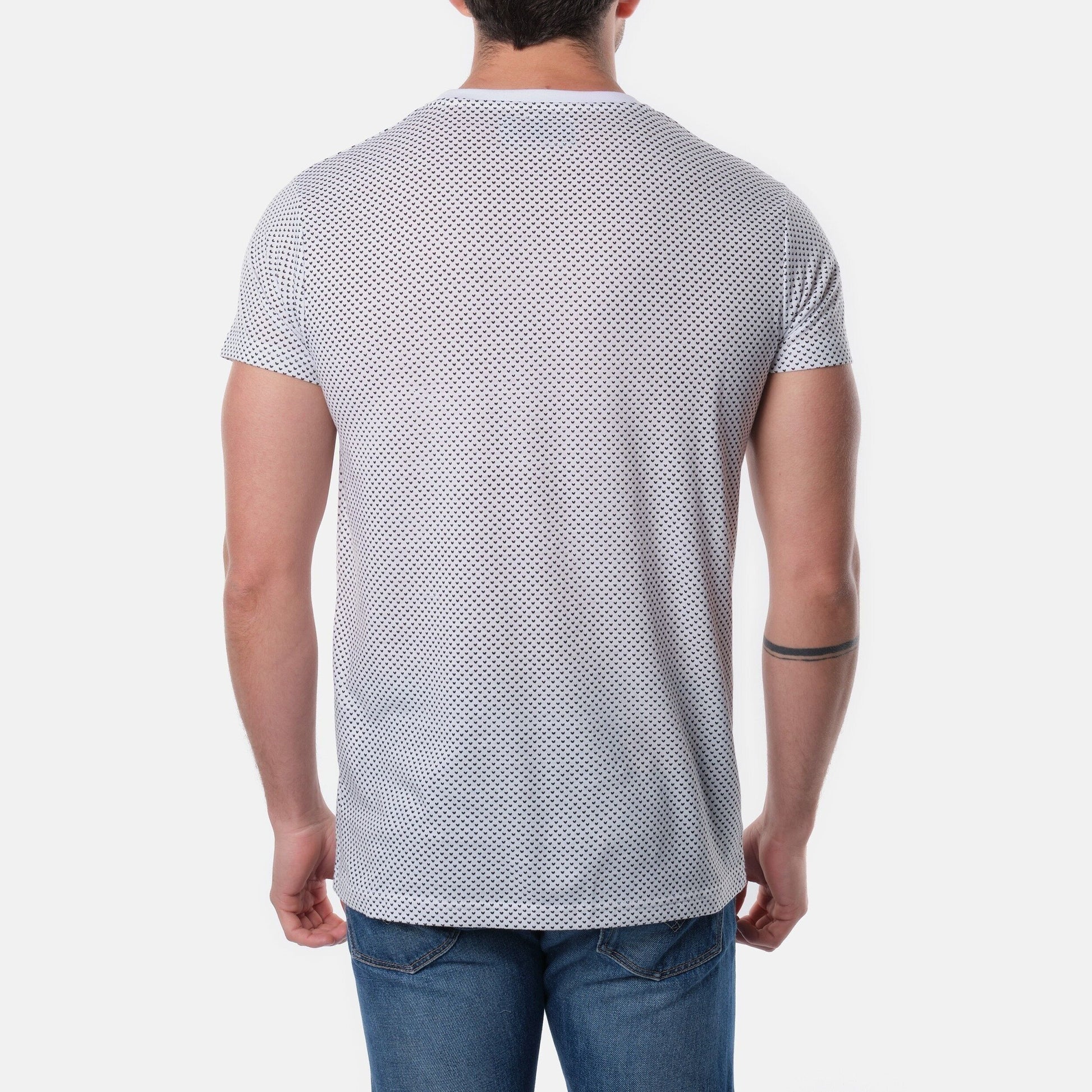 T-shirt uomo bianca con micro stampa a cuori