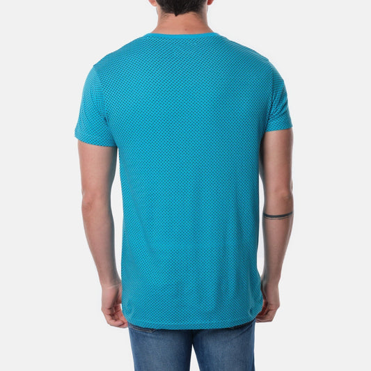 T-shirt uomo turchese con micro fantasia a cuori