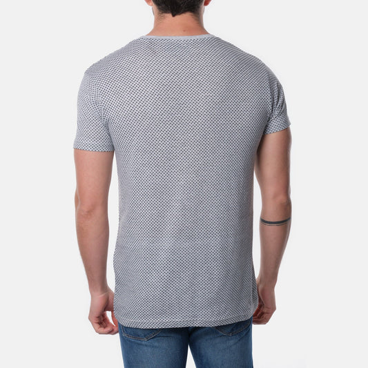 T-shirt uomo grigia in cotone con micro stampa a cuori