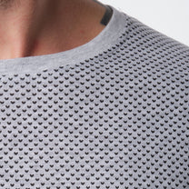 T-shirt uomo grigia in cotone con micro stampa a cuori