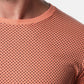T-shirt uomo corallo con micro stampa cuori in cotone