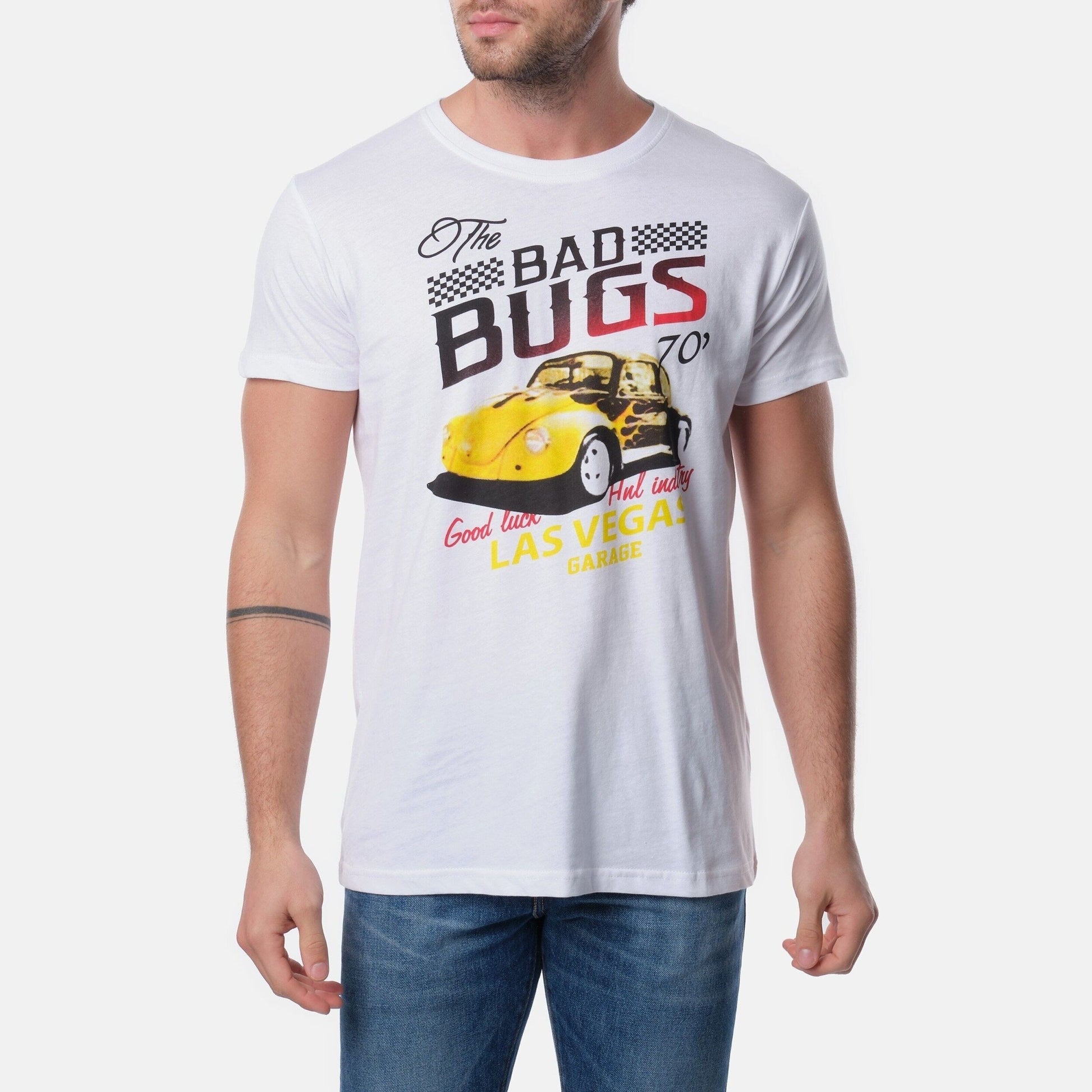 T-shirt uomo in cotone con stampa auto vintage