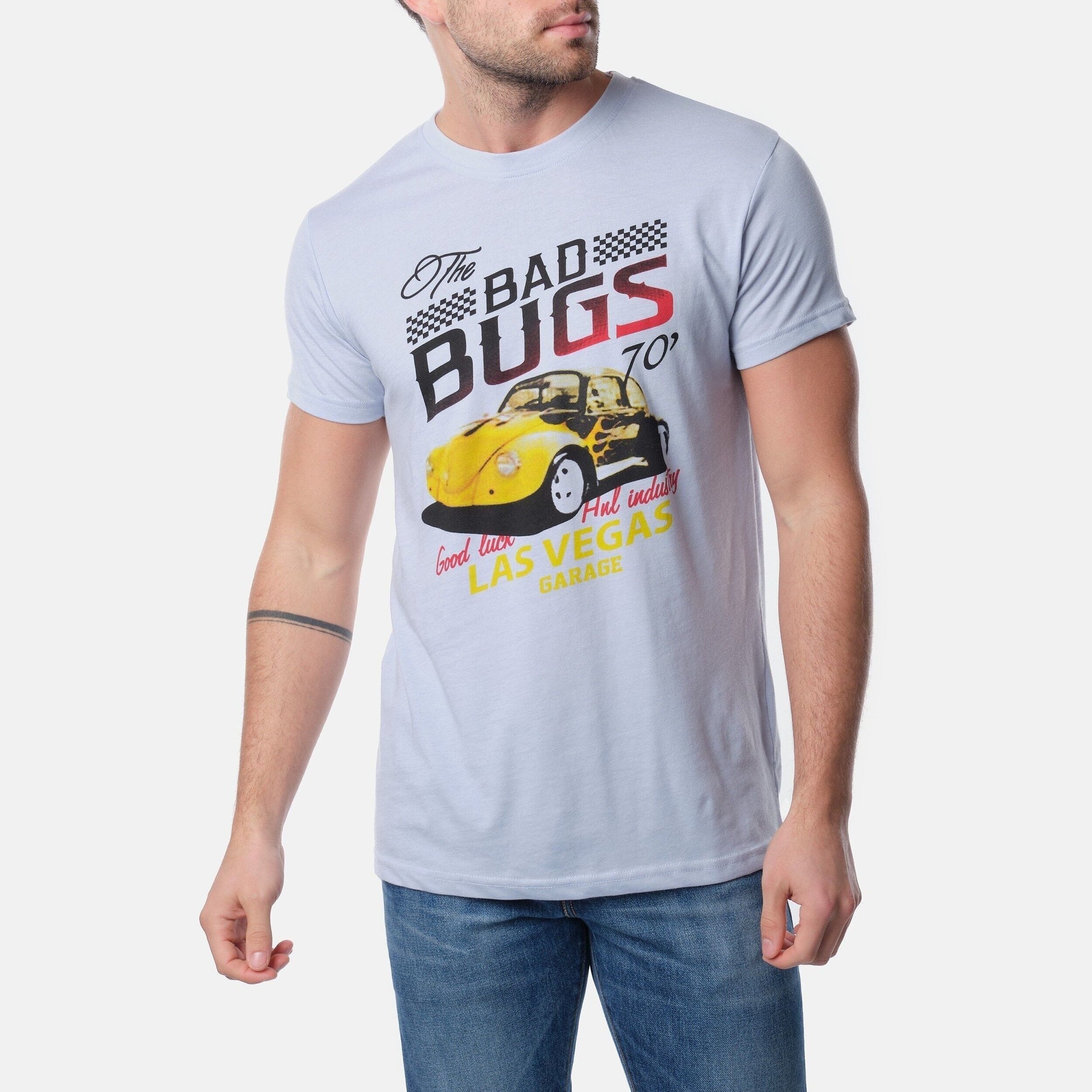 T-shirt uomo in cotone con stampa auto vintage