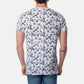 T-shirt uomo bianca con stampa floreale e scollo a V