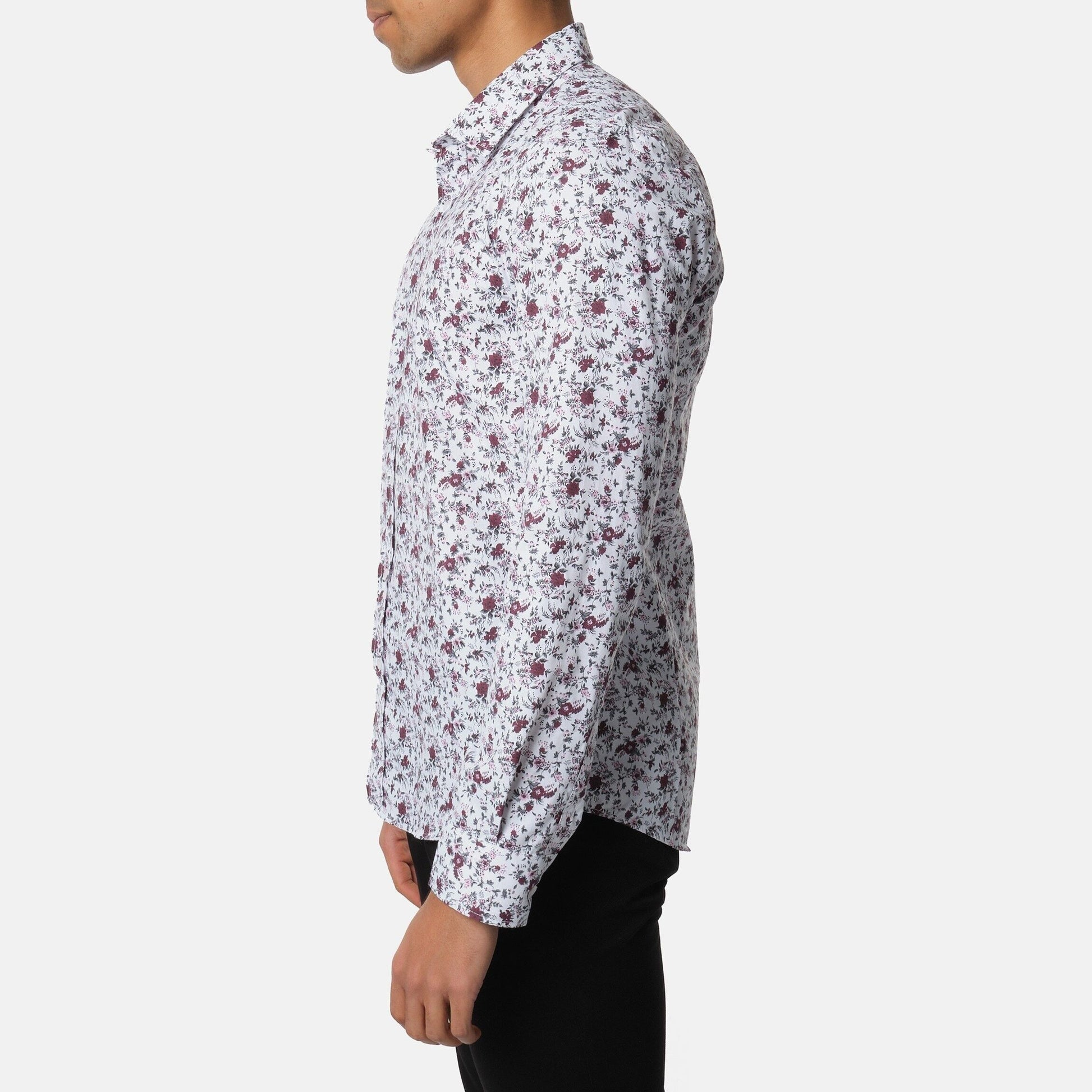 Camicia uomo floreale grigia a maniche lunghe