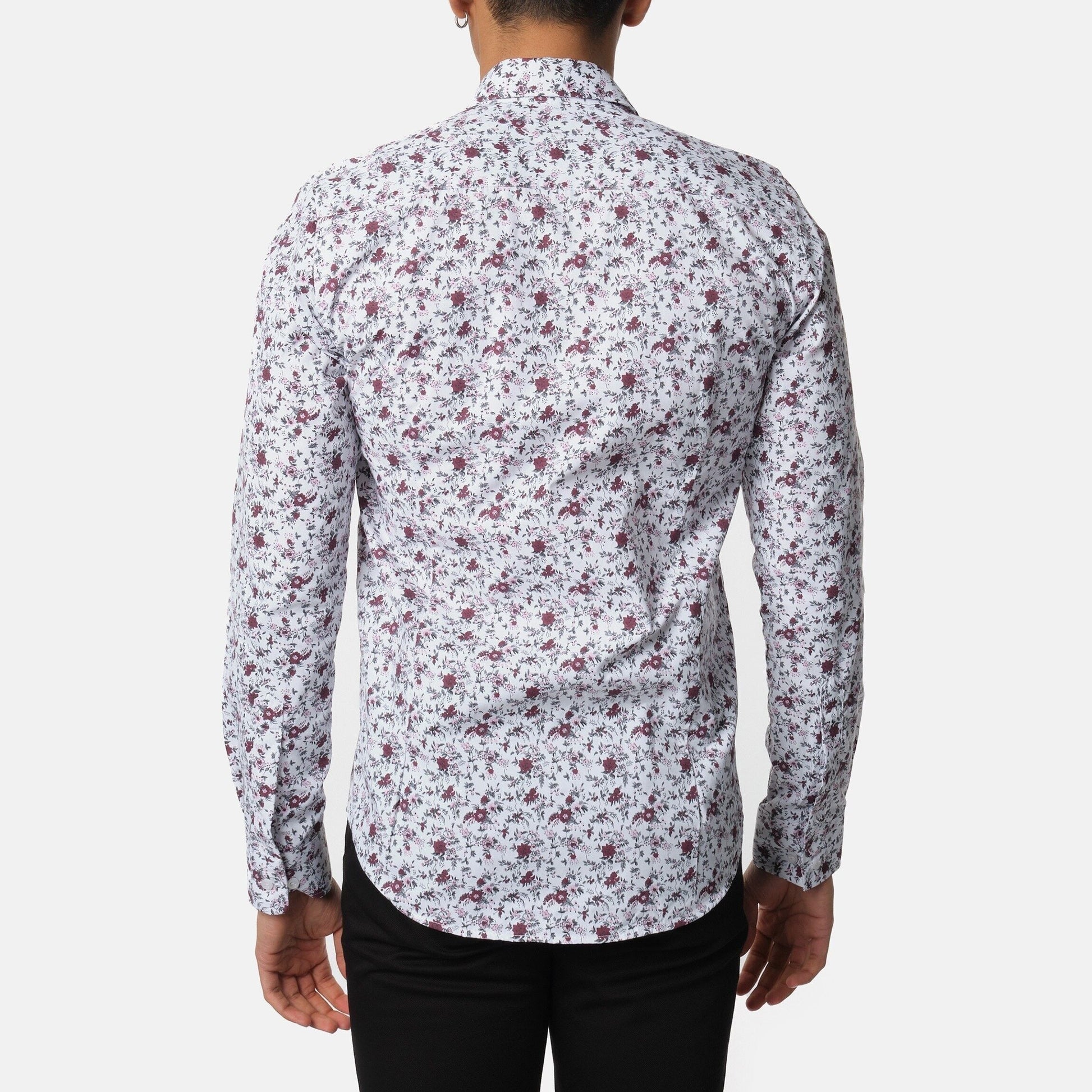 Camicia uomo floreale grigia a maniche lunghe