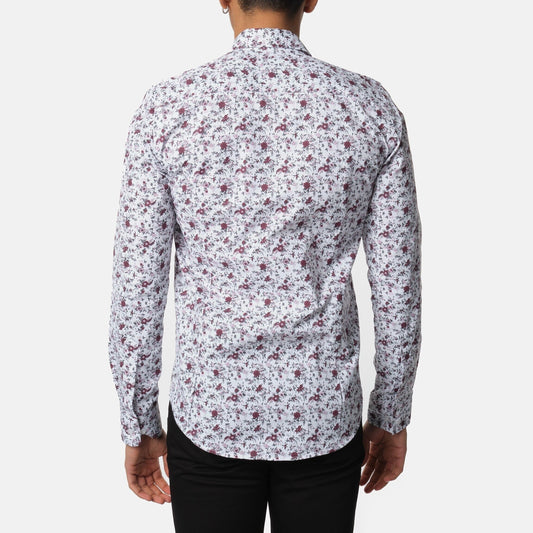 Camicia uomo floreale grigia a maniche lunghe