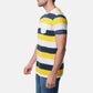 T-shirt uomo a righe navy e gialle con taschino