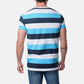 T-shirt uomo a righe turchese e blu con taschino