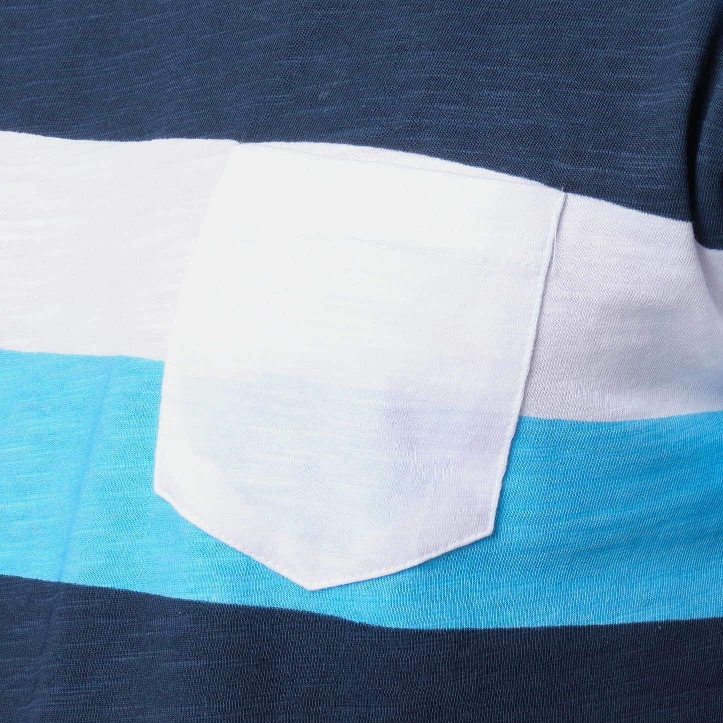 T-shirt uomo a righe turchese e blu con taschino