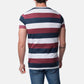 T-shirt uomo a righe bordeaux e navy con taschino