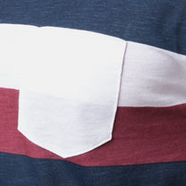 T-shirt uomo a righe bordeaux e navy con taschino