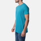 T-shirt uomo in cotone con micro stampa a cuore, bianco e turchese