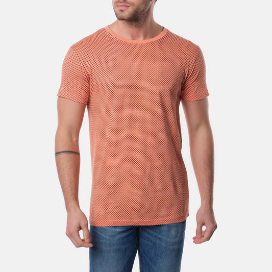 T-shirt uomo in cotone con micro fantasia, grigio e corallo (confezione assortita)