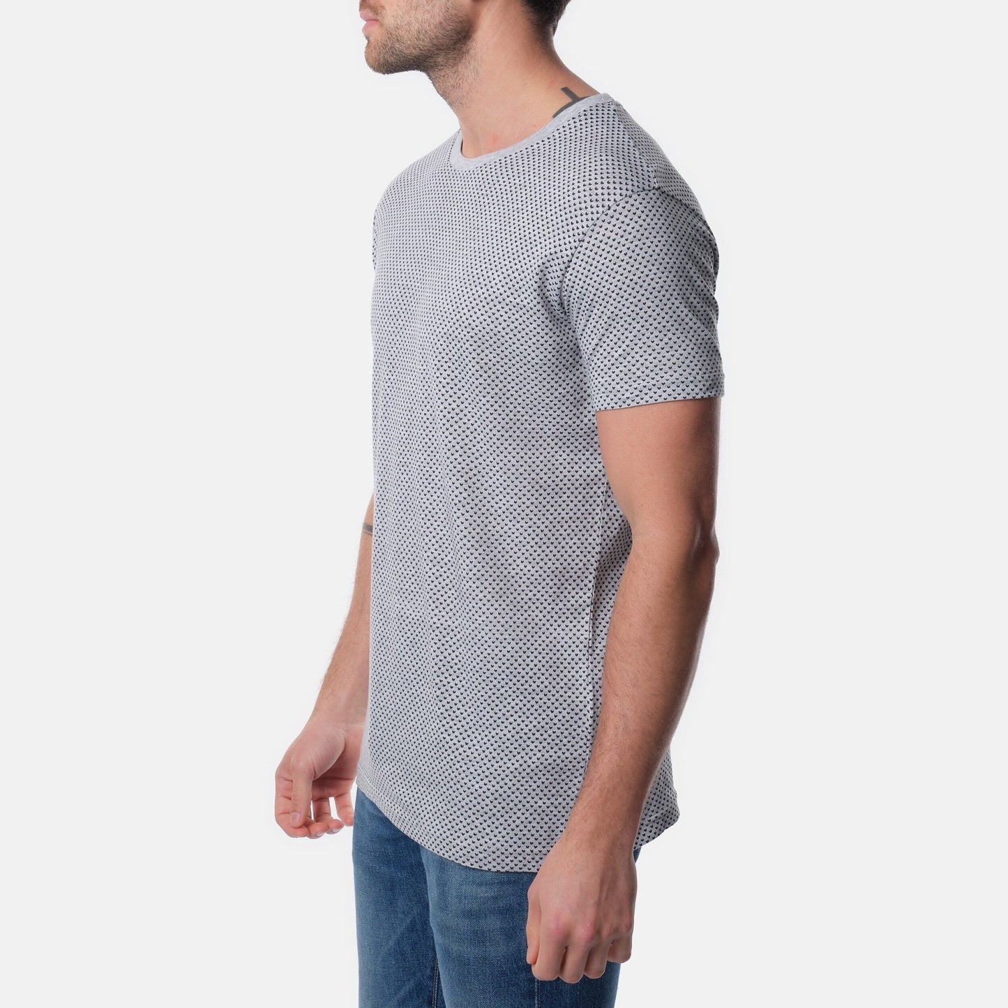 T-shirt uomo in cotone con micro fantasia, grigio e corallo (confezione assortita)