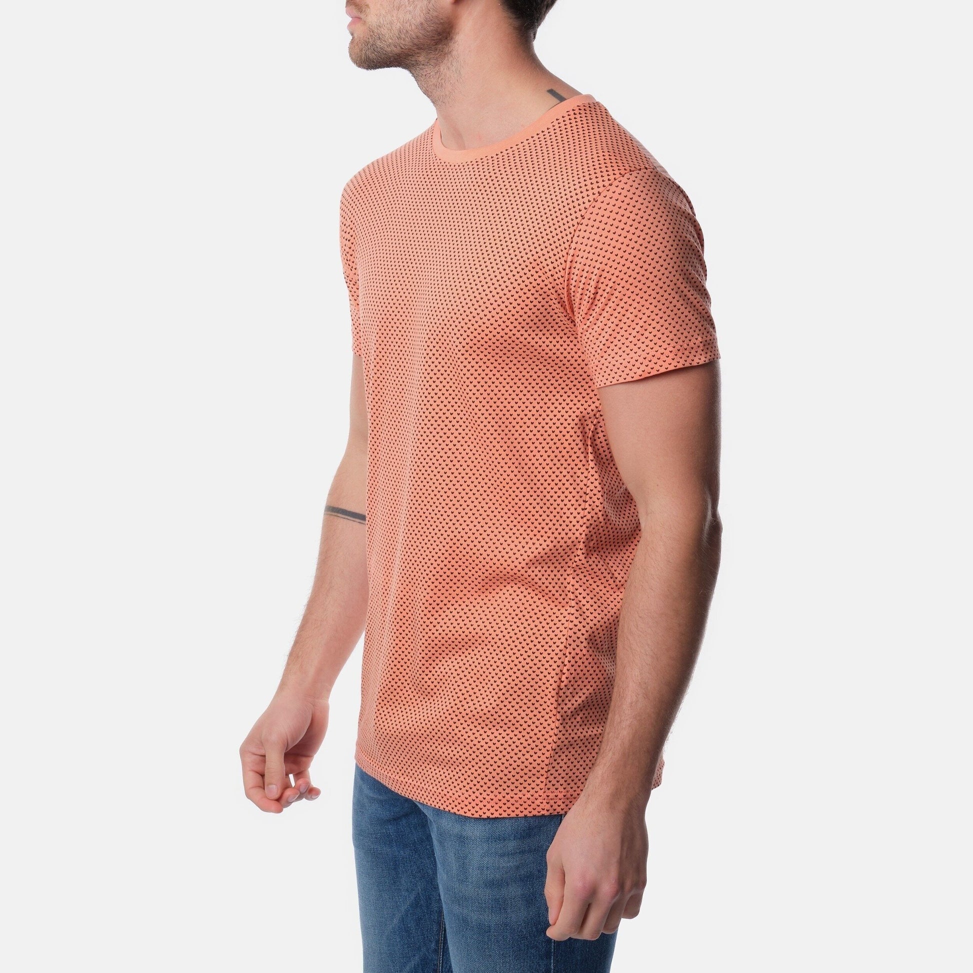 T-shirt uomo in cotone con micro fantasia, grigio e corallo (confezione assortita)