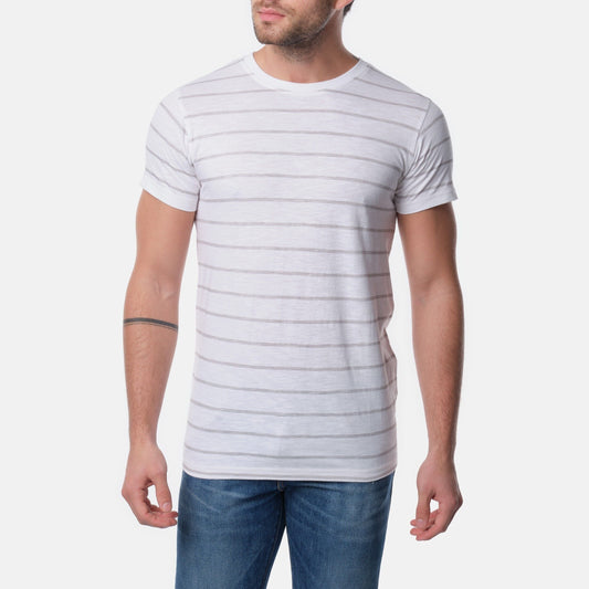 T-shirt uomo a righe in cotone (Navy & Grey)