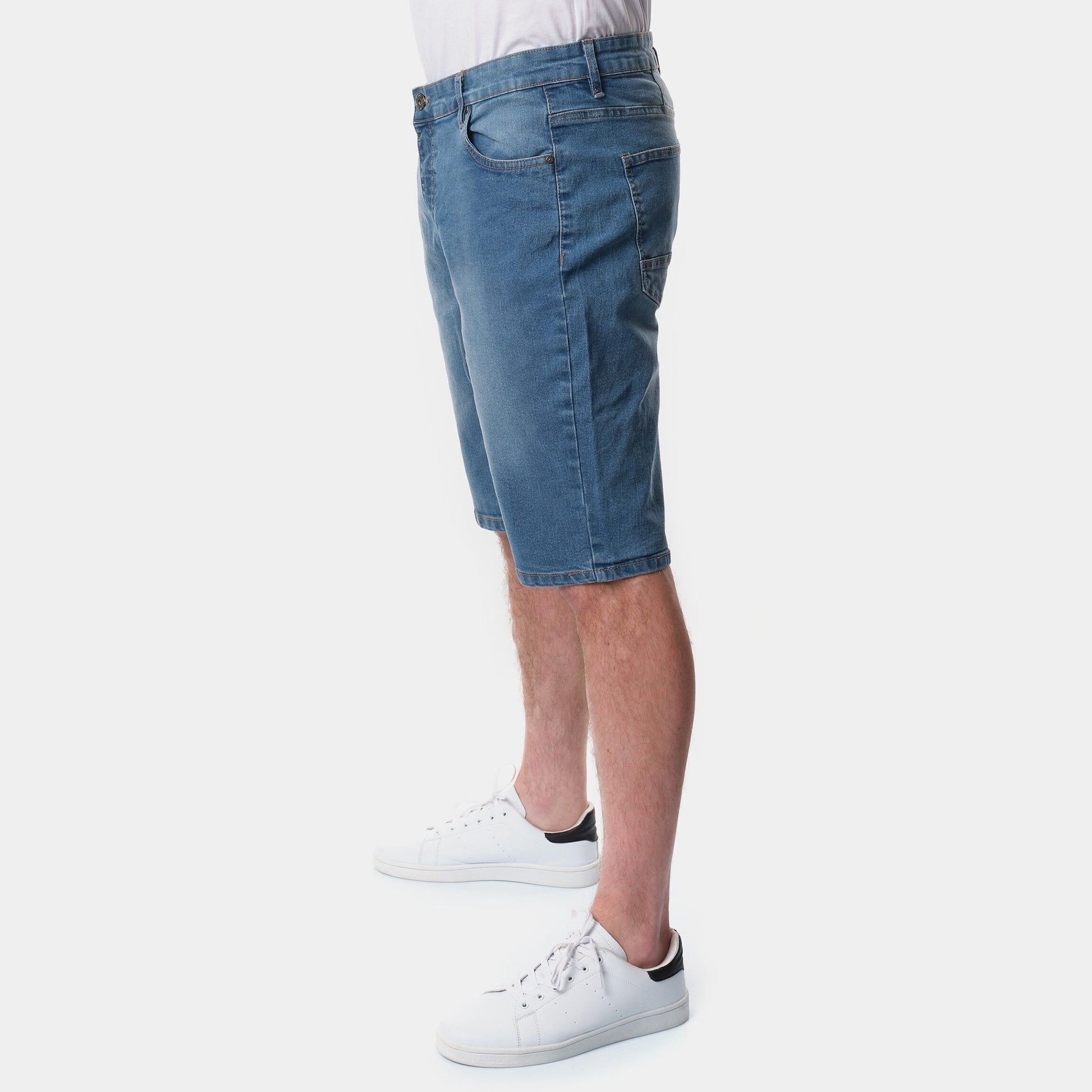 Bermuda jeans uomo azzurro chiaro in cotone stretch