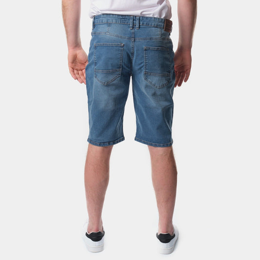 Bermuda jeans uomo azzurro chiaro in cotone stretch