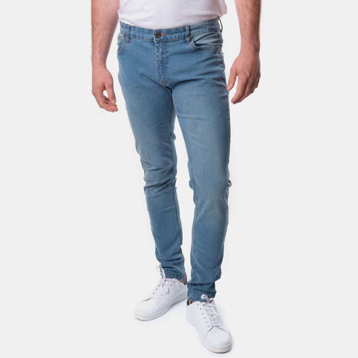 Jeans uomo azzurro chiaro elasticizzato a 5 tasche