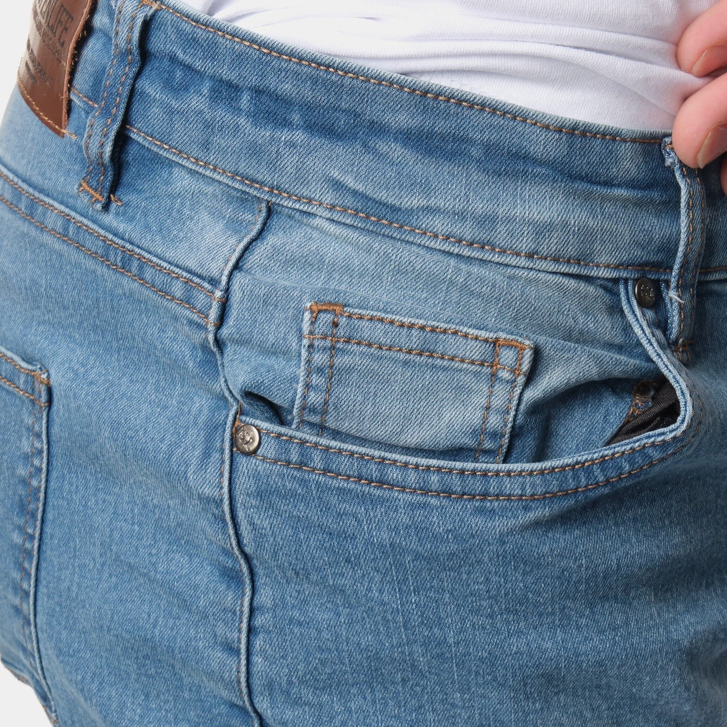 Jeans uomo azzurro chiaro elasticizzato a 5 tasche