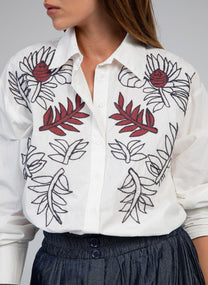 Camicia Sailor écru ricamata