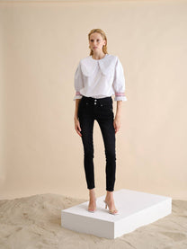 Pantaloni push-up in twill di cotone