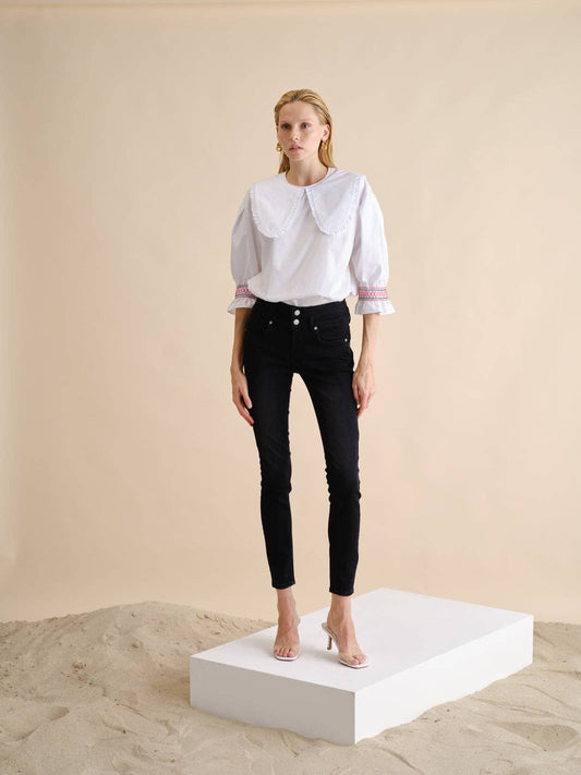 Pantaloni push-up in twill di cotone