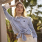 Camicia Senora blu in popeline di cotone con nodo
