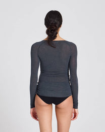 Maglia a maniche lunghe Amalie in lana grigio scuro melange