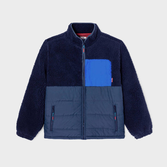 Giacca sherpa bicolore blu navy