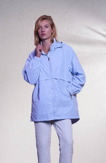 Parka lungo stampato con cappuccio rimovibile