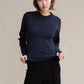 Maglione girocollo in tweed cropped in lana riciclata