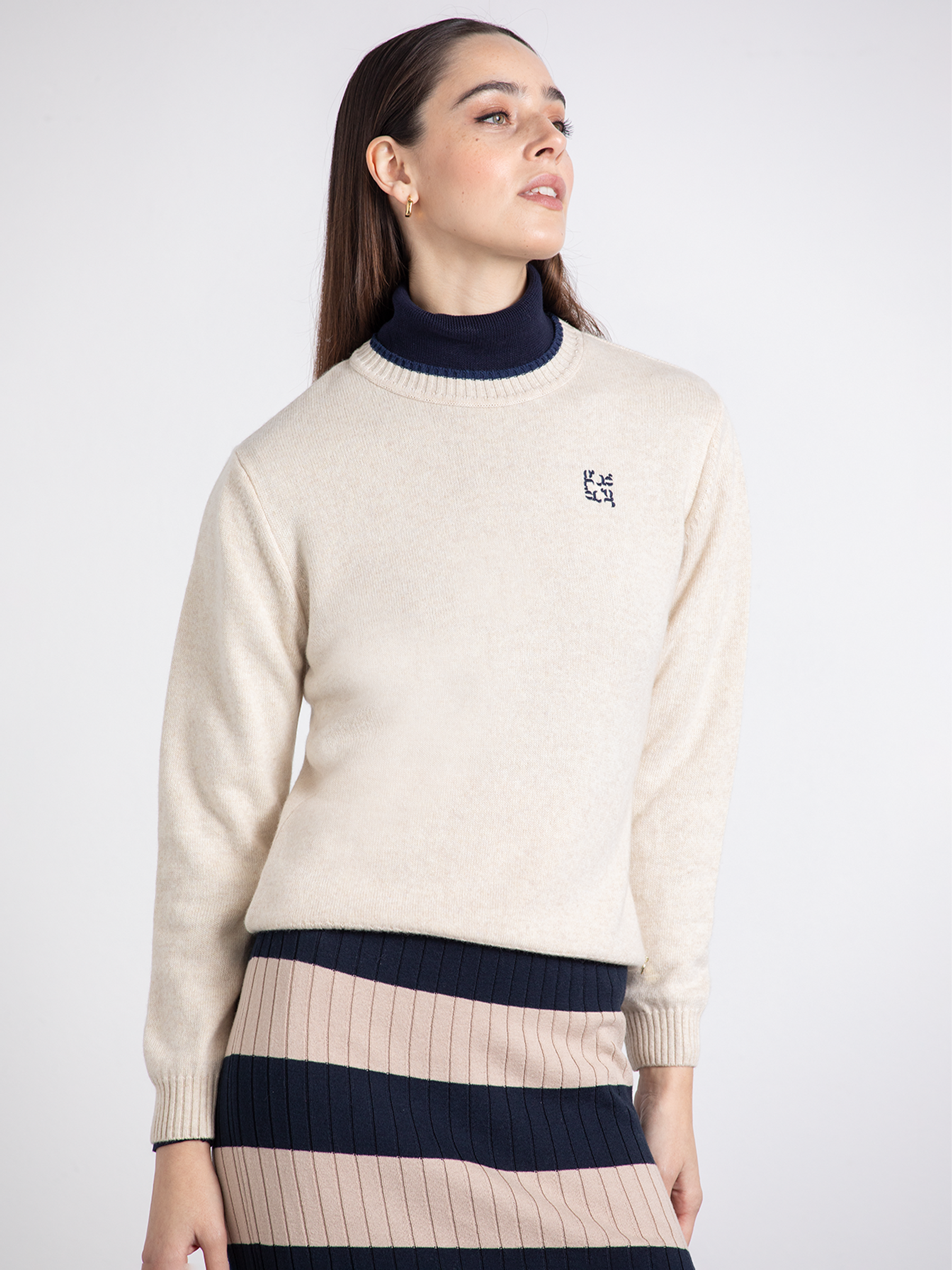 Maglione in lana e cashmere con logo ricamato