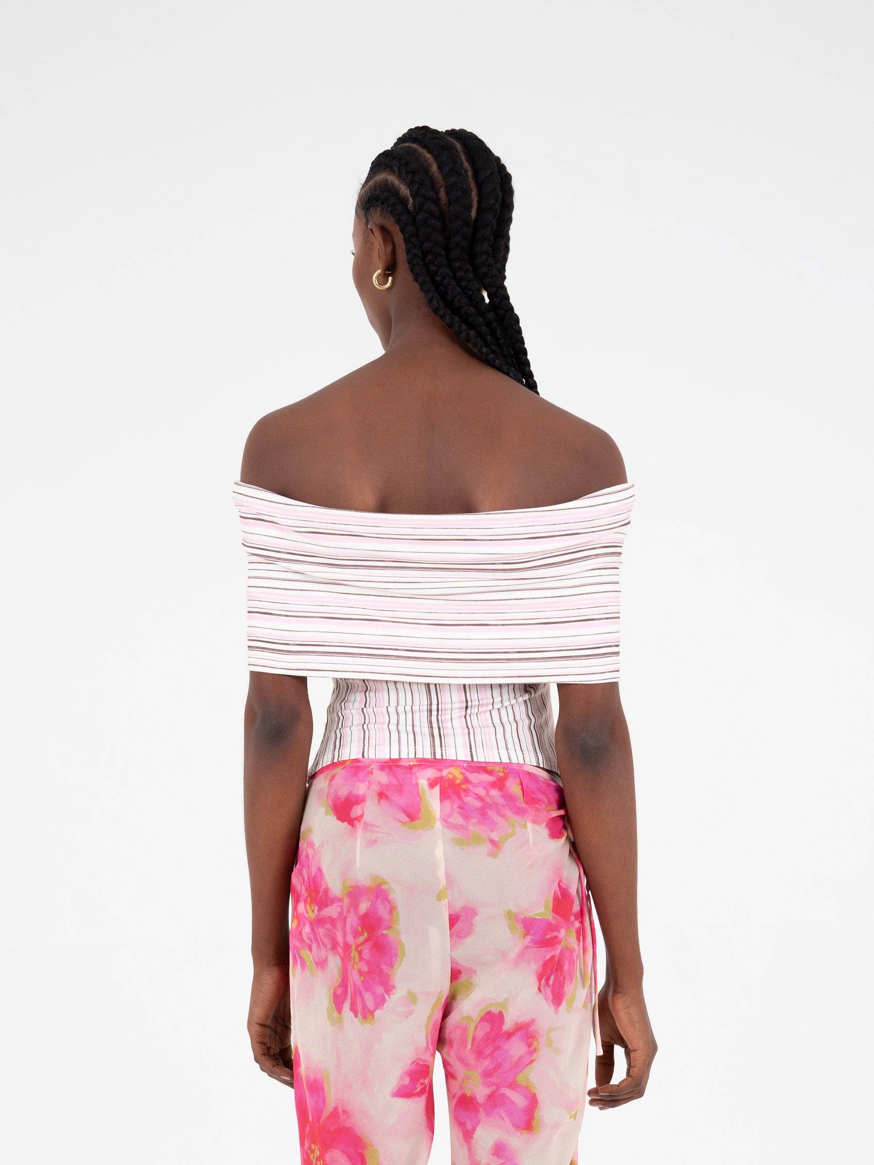 Top bustier off-shoulder a righe
