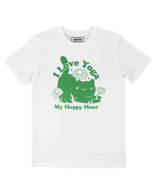 T-shirt unisex I Love Yoga in cotone biologico bianca