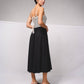 Abito midi con spalline sottili, righe e fiocco