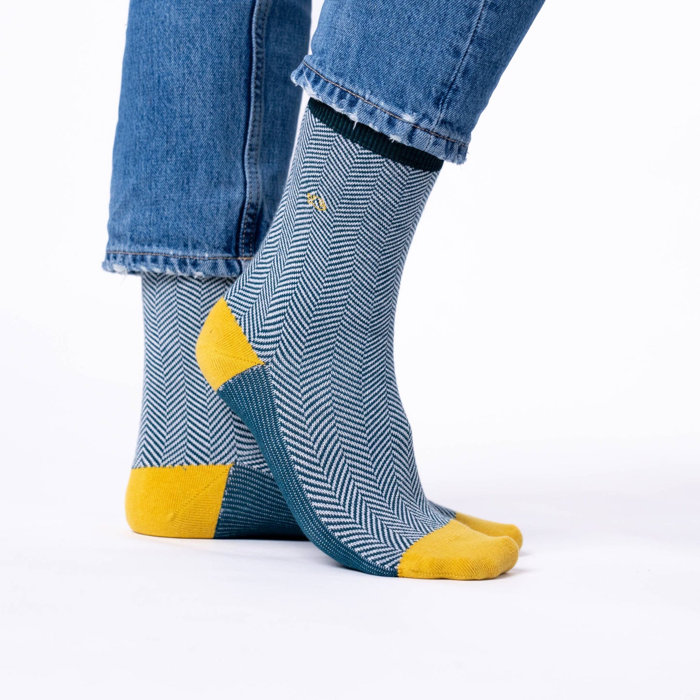 Calzini in cotone pettinato chevron smeraldo