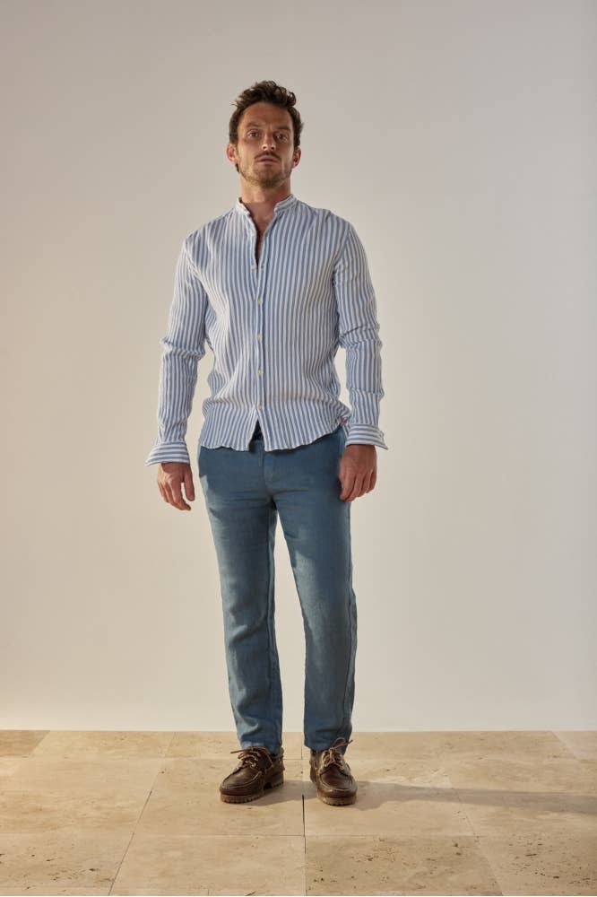 Camicia a righe in garza di cotone Hampton Granier