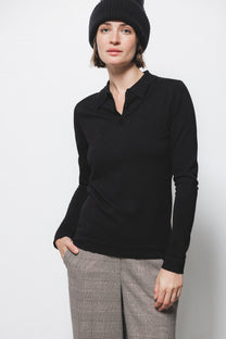 Polo basic a maniche lunghe tinta unita