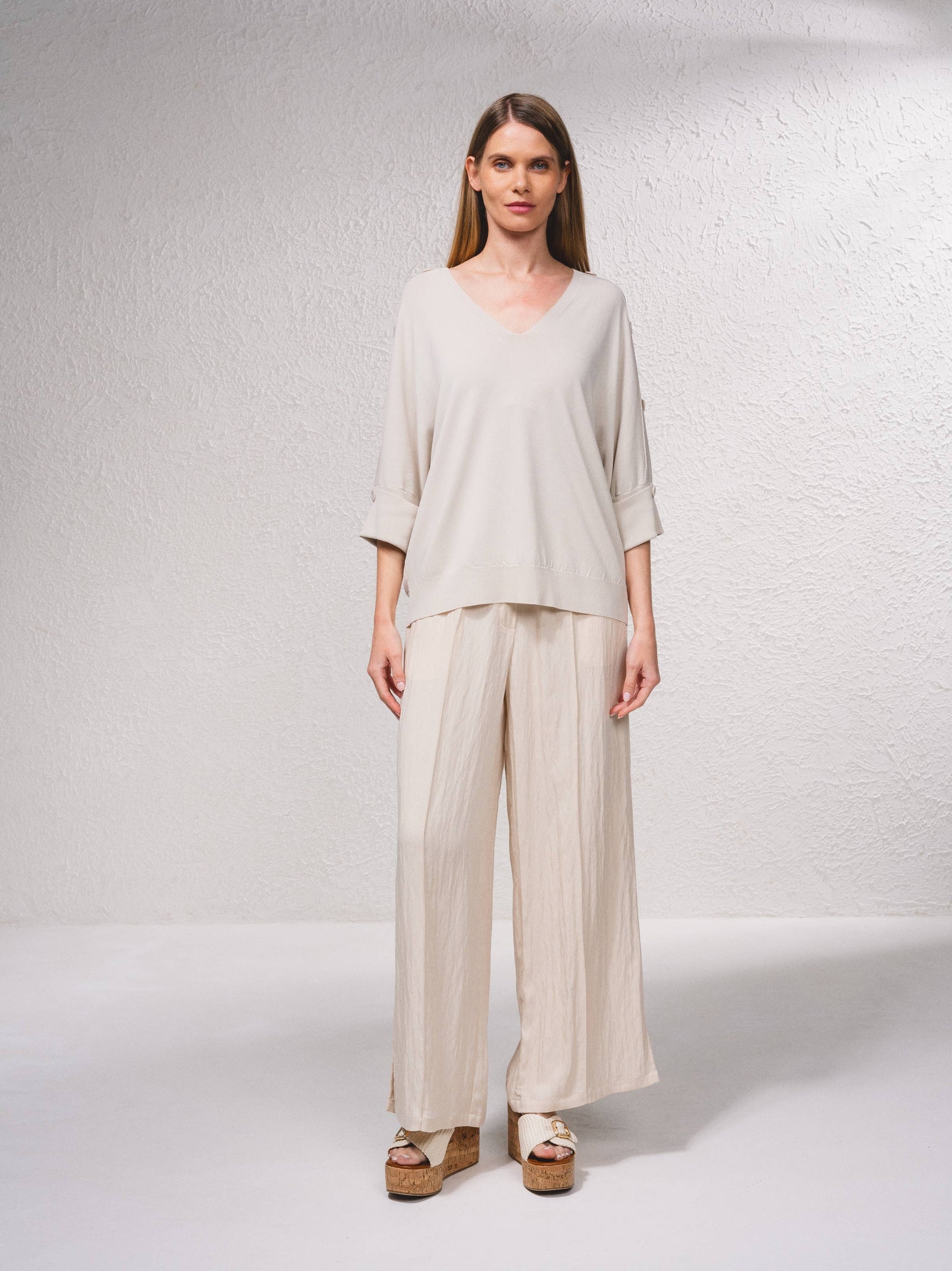 Pantaloni ampi fluidi con vita elastica