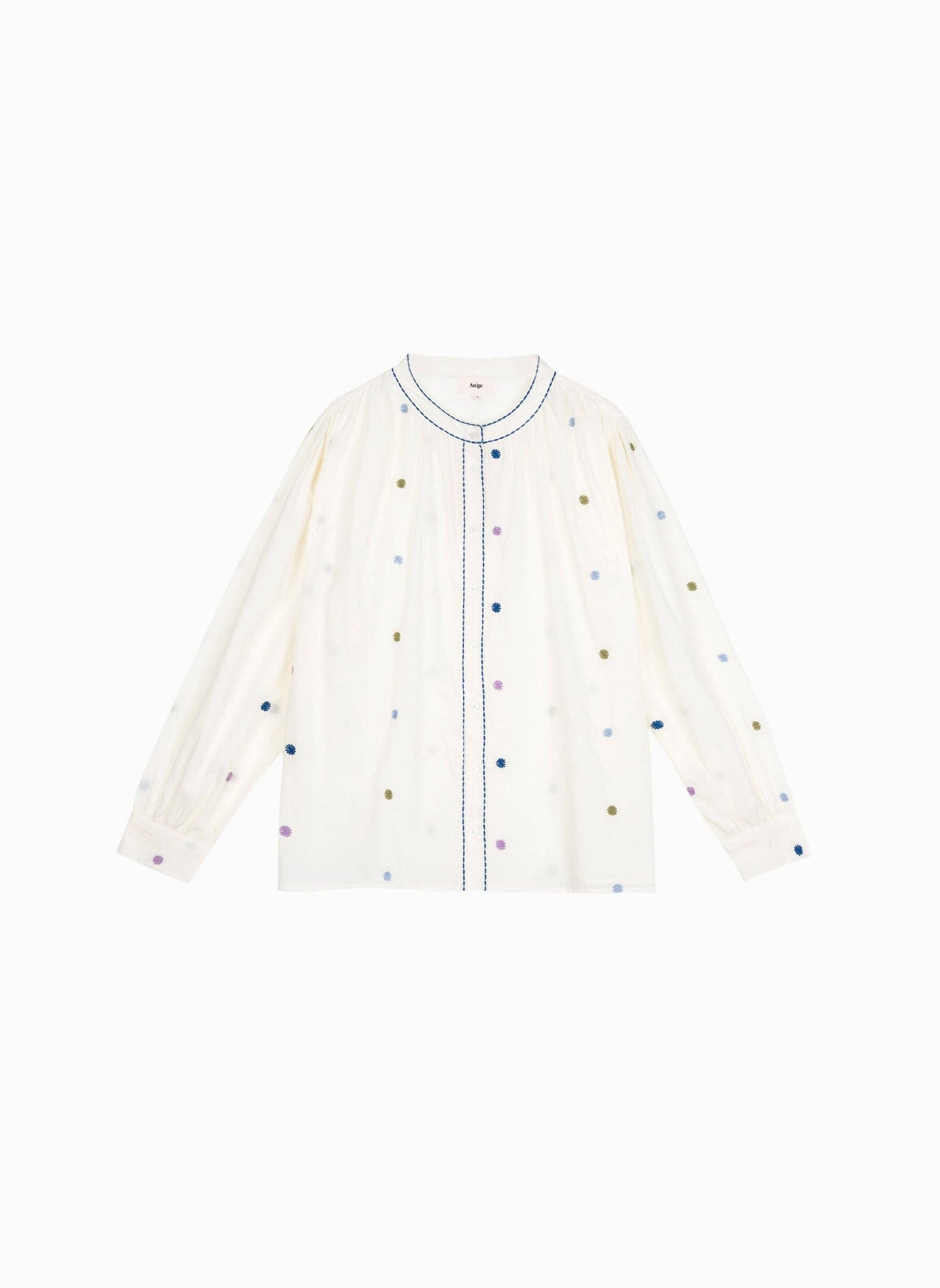 Camicia Sadèle in popeline con ricami multicolor