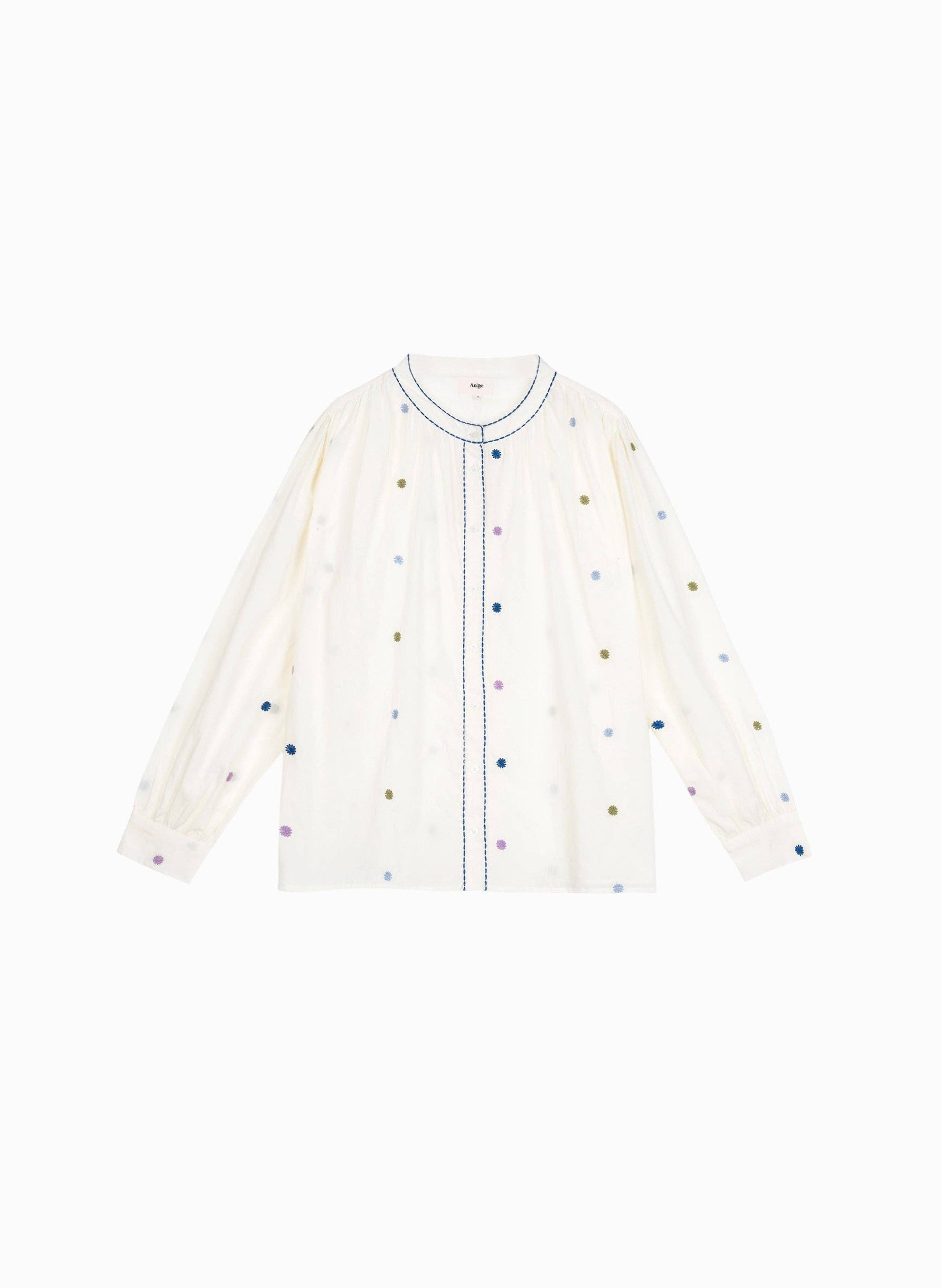 Camicia Sadèle in popeline con ricami multicolor