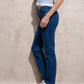 Jeans donna vita alta a gamba dritta in denim stretch