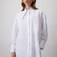 Camicia oversize in misto cotone con colletto a punta