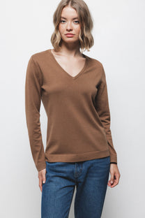 Maglione in maglia rasata con scollo a V
