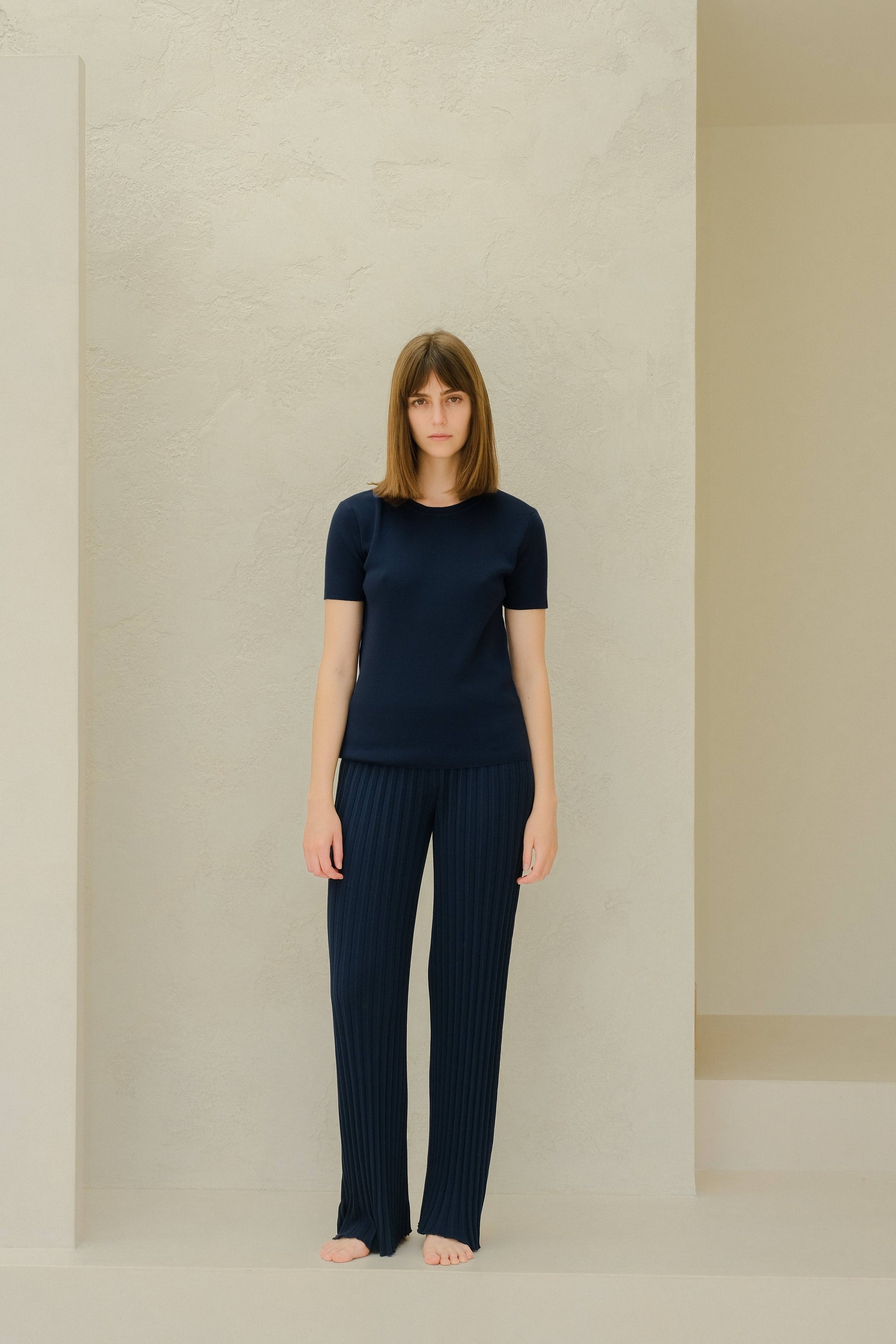 T-shirt in maglia di cotone premium a girocollo