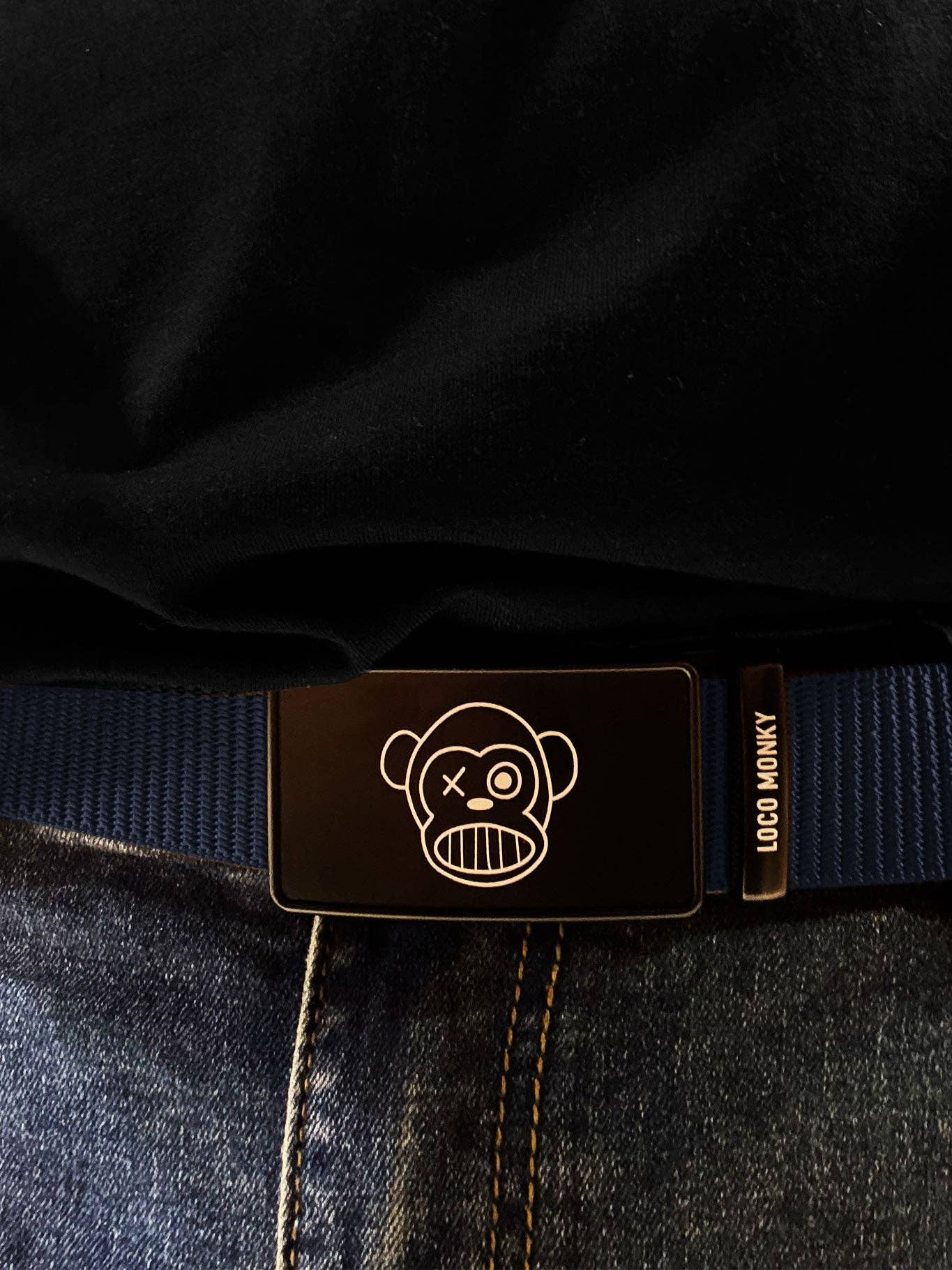 Cintura regolabile unisex in nylon blu navy
