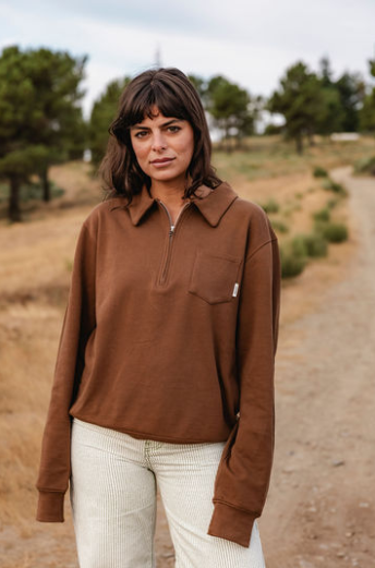 Felpa Earth con zip e collo polo